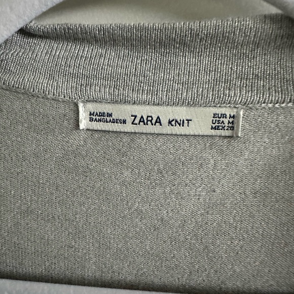 Zara Gray Women's Cardigan with faux leather 3/4 sleeves size M NWOT - Picture 5 of 5